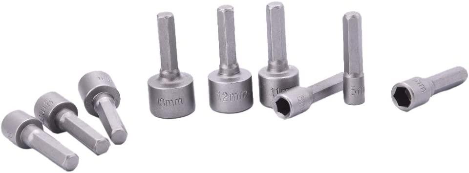 9PCS NUT HEX SOCKET DRIVER SET, 5mm - 13mm / DRILL / SCREWDRIVER