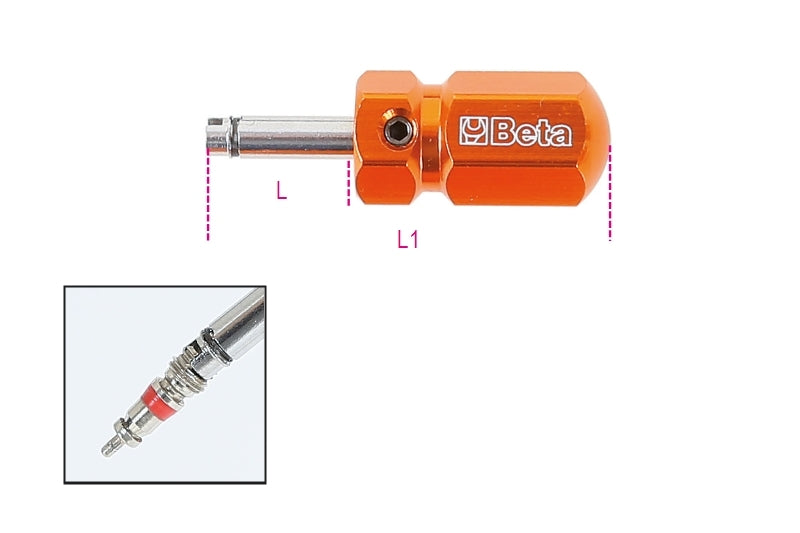 Tyre Valve Screwdriver Short Model 18mm - Beta Tools 986 48