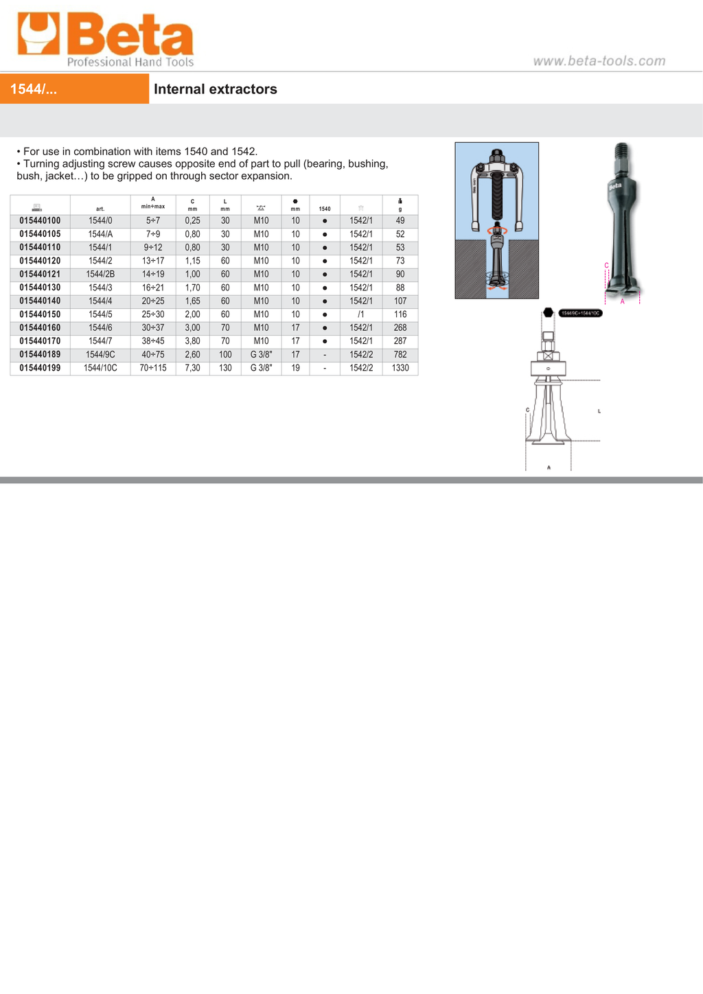 Internal Extractors 13mm - 17mm - Beta Tools 1544/2
