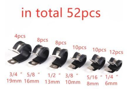 52pcs. CUSHION TUBE CLAMP KIT 6-19, HOSE BRAKE CLUCH CLAMP / P CLIP
