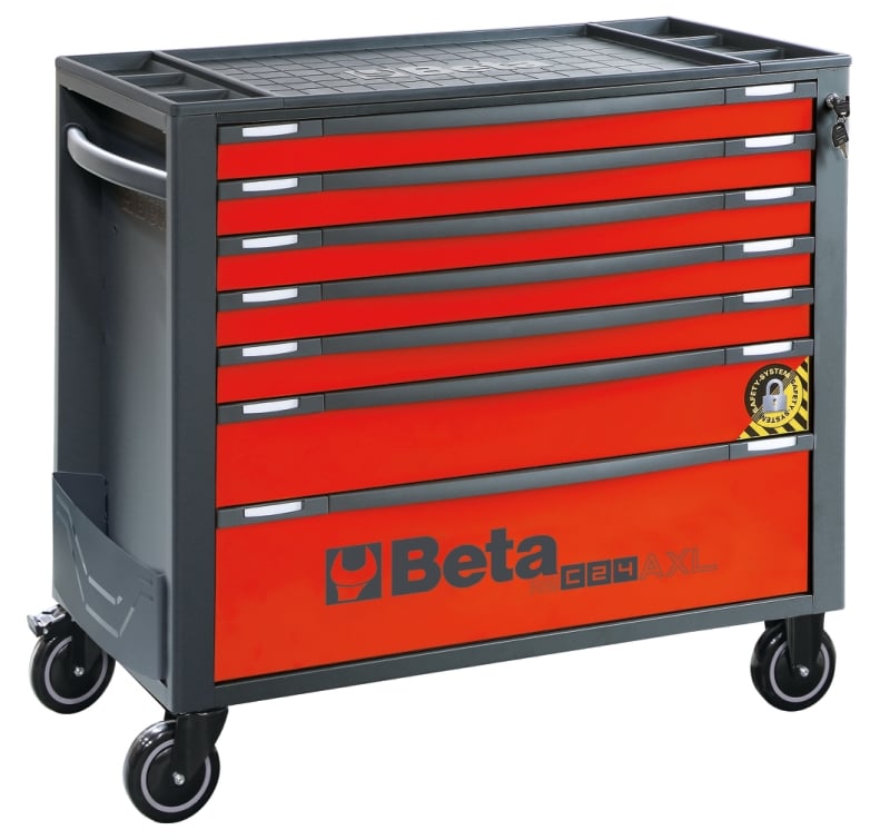 Mobile Roller Cab 7 Drawers Anti-Tilt System Long Model 1000kg Capacity - Beta Tools RSC24AXL/7-R
