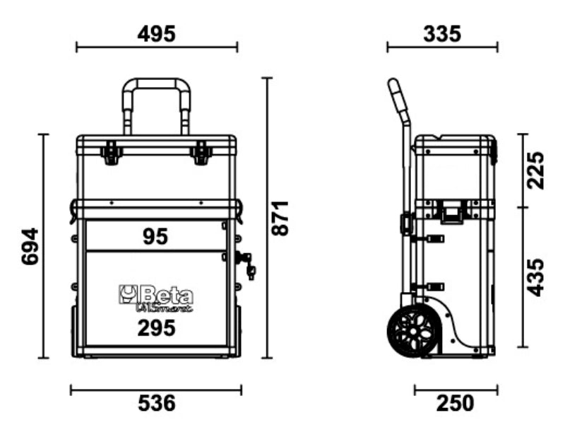 Two-Module Tool Trolley with Detachable Tool Box and Drawers - Beta Tools C41S