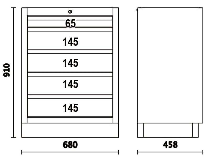 Fixed Module with 5 Drawers for Workshop - BetaC45PRO C45PRO M5