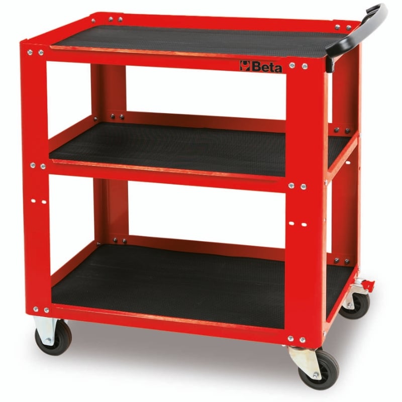 Trolley with 3 Antislip Rubber Tops, Ergonomic Handle, 4 Castors 100mm, 200kg Load Capacity - Beta Tools C51 R