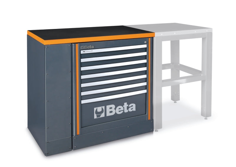 Workbench 1m with 7-Drawer Fixed Module, Shockproof PVC Worktop, Adjustable Feet, 1024x700mm - BetaRSC55 C55BO/1
