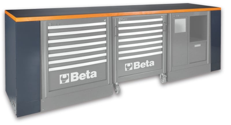 2.8m Workbench with Shockproof PVC Coated Worktop, Adjustable Feet, Vice Holes - BetaRSC55 C55BO/2,8