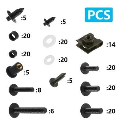 FAIRING BOLT KIT 190pcs. BLACK Suzuki, SV650 SV1000 V-strom 650 1000 Bandit 400 600 1200 GSF400 GSF1200 GS500