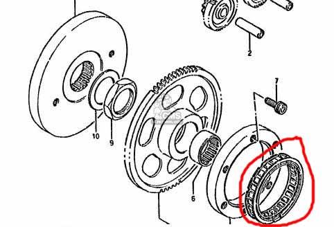 One Way Starter Clutch Bearing [Fits into 12600-24830], Suzuki LS650 S40 ST400V LS400F LS400U LS400P NK41 DR650 DR650RE DR650RSE DR650SE XF650