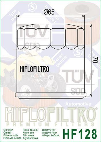 OIL FILTER HIFLO HF128, 49065-2071, 49065-2078