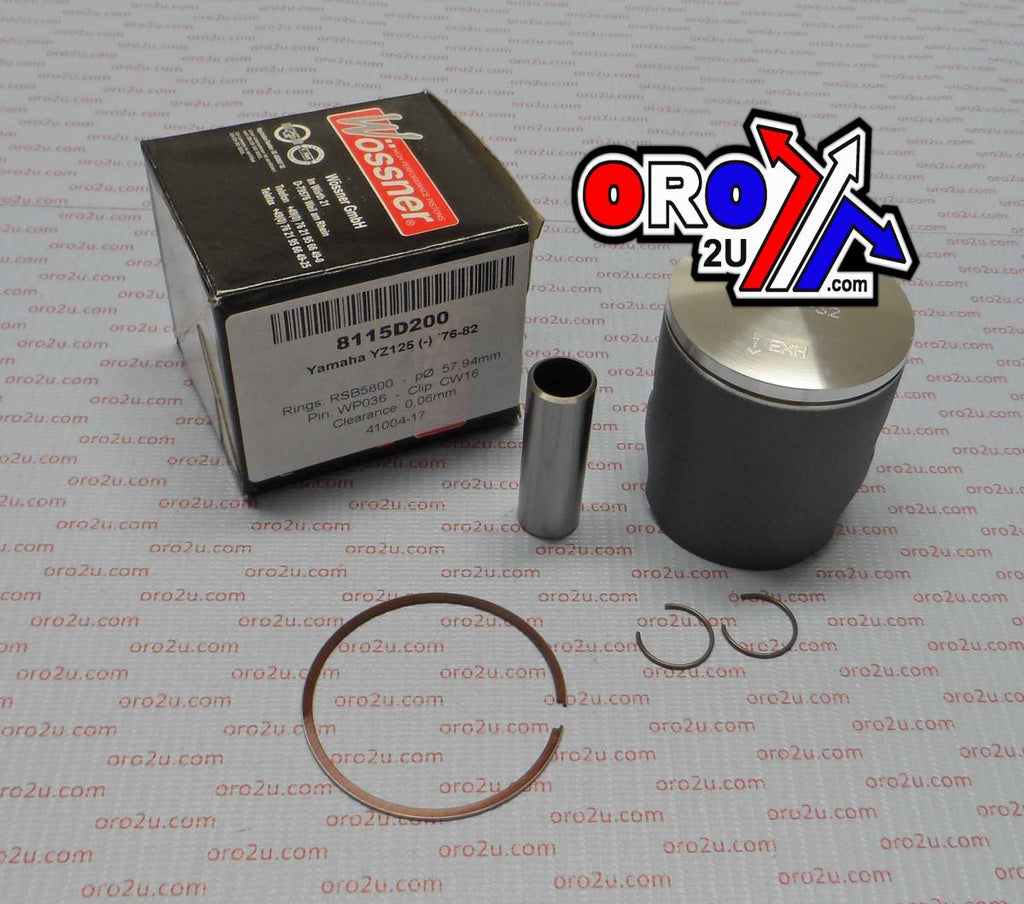 PISTON KIT 76-82 YZ125 58.00, FORGED WOSSNER 8115D200