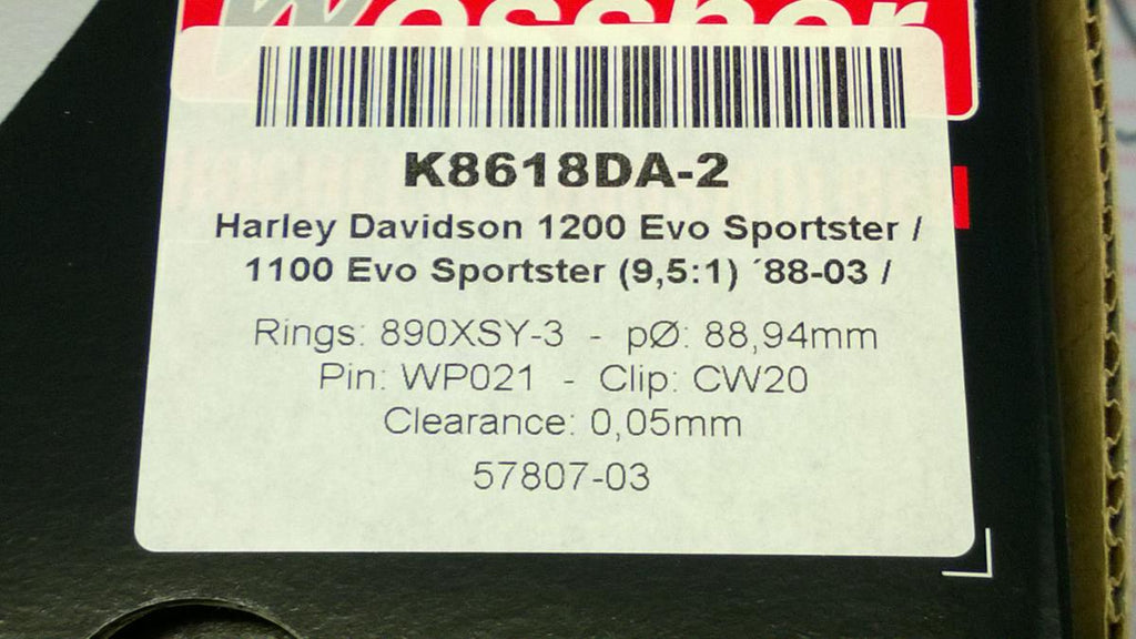 PISTON KIT HARLEY 3.501 SET/2, WOSSNER K8618DA-2 DAVIDSON, ROAD
