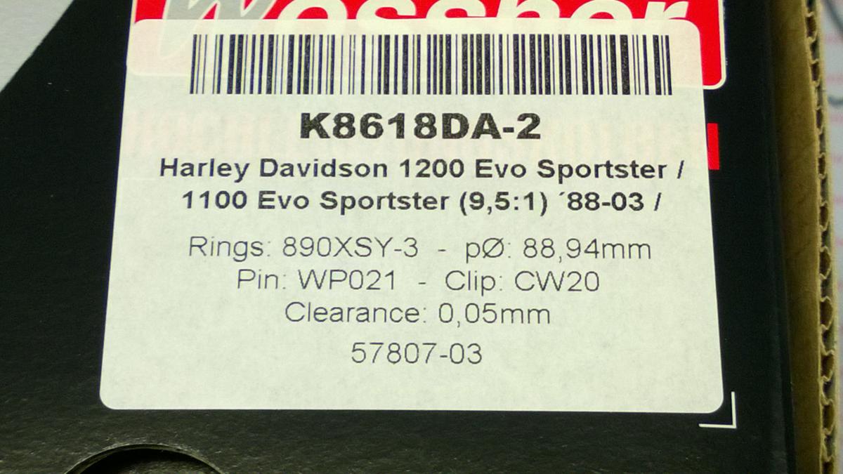 PISTON KIT HARLEY 3.501 SET/2, WOSSNER K8618DA-2 DAVIDSON, ROAD