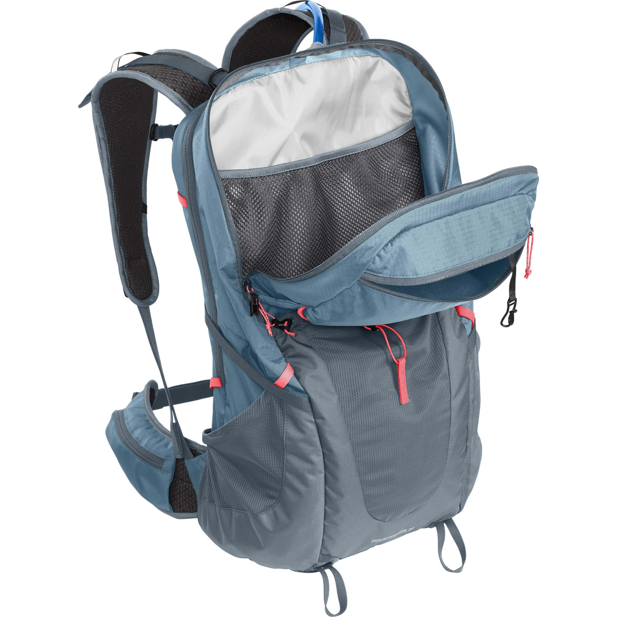CAMELBAK WOMEN'S FOURTEENER 30 HYDRATION PACK 2023: SMOKE BLUE/FIERY CORAL 30L CBWFOUR32