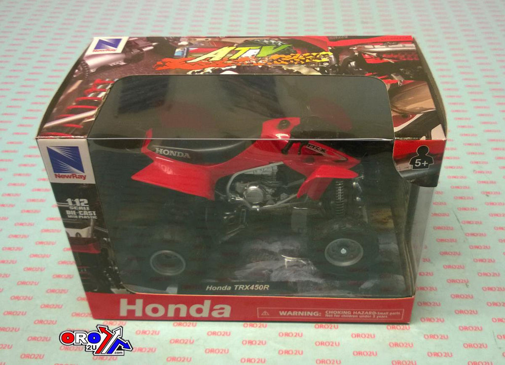 MODEL DIE CAST HONDA HRC TRX 450R, RED AND BLACK, SCALE 1:12, NEWRAY 57093A