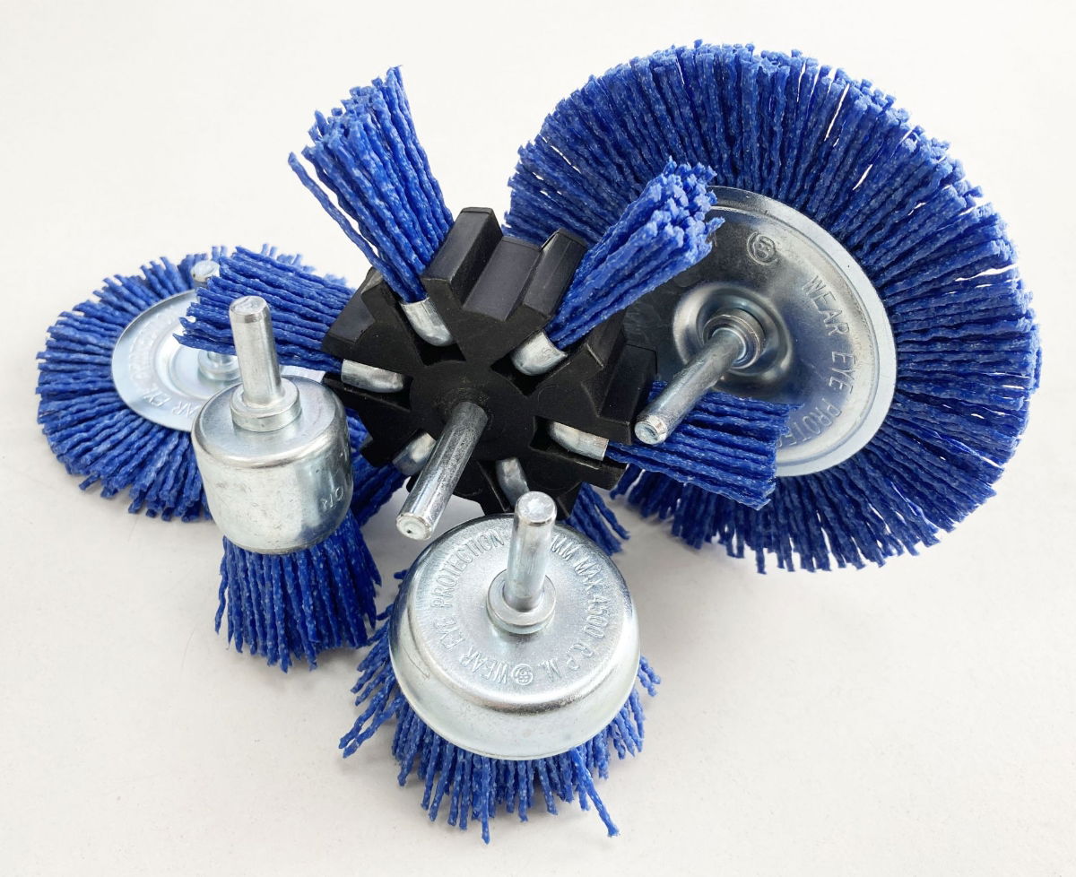 NYLON ABRASIVE FILAMENT BRUSH SET 5 PIECES 6mm SHANK - TOOLZONE KDPAB160