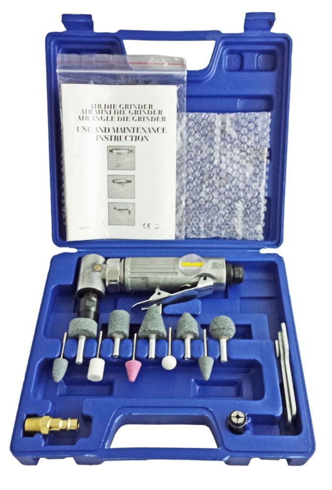 ANGLE AIR DIE GRINDER 15 PIECES 1/4 CHUCK - TOOLZONE KDPAT020