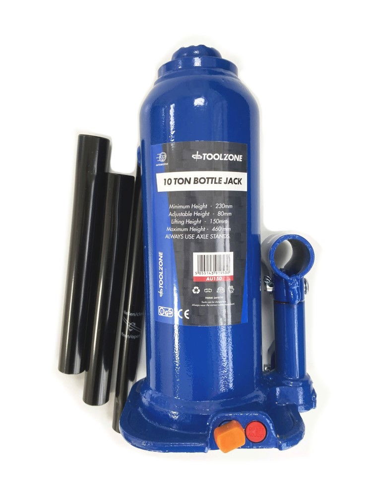 BOTTLE JACK 10 TON min height 230mm max height 460mm - TOOLZONE KDPAU150