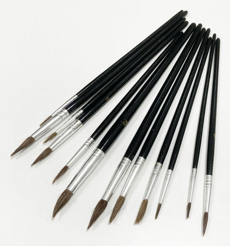 ARTIST BRUSHES 12PC POINTED SIZES 1-12 WOOD HANDLE - TOOLZONE KDPBR012
