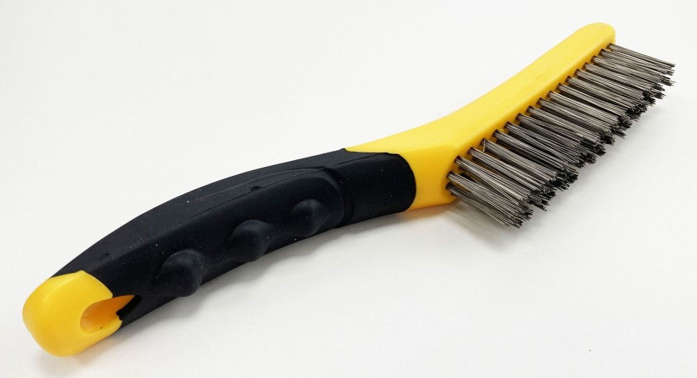 WIRE BRUSH 4 ROW STAINLESS STEEL PLASTIC HANDLE - TOOLZONE KDPBR052