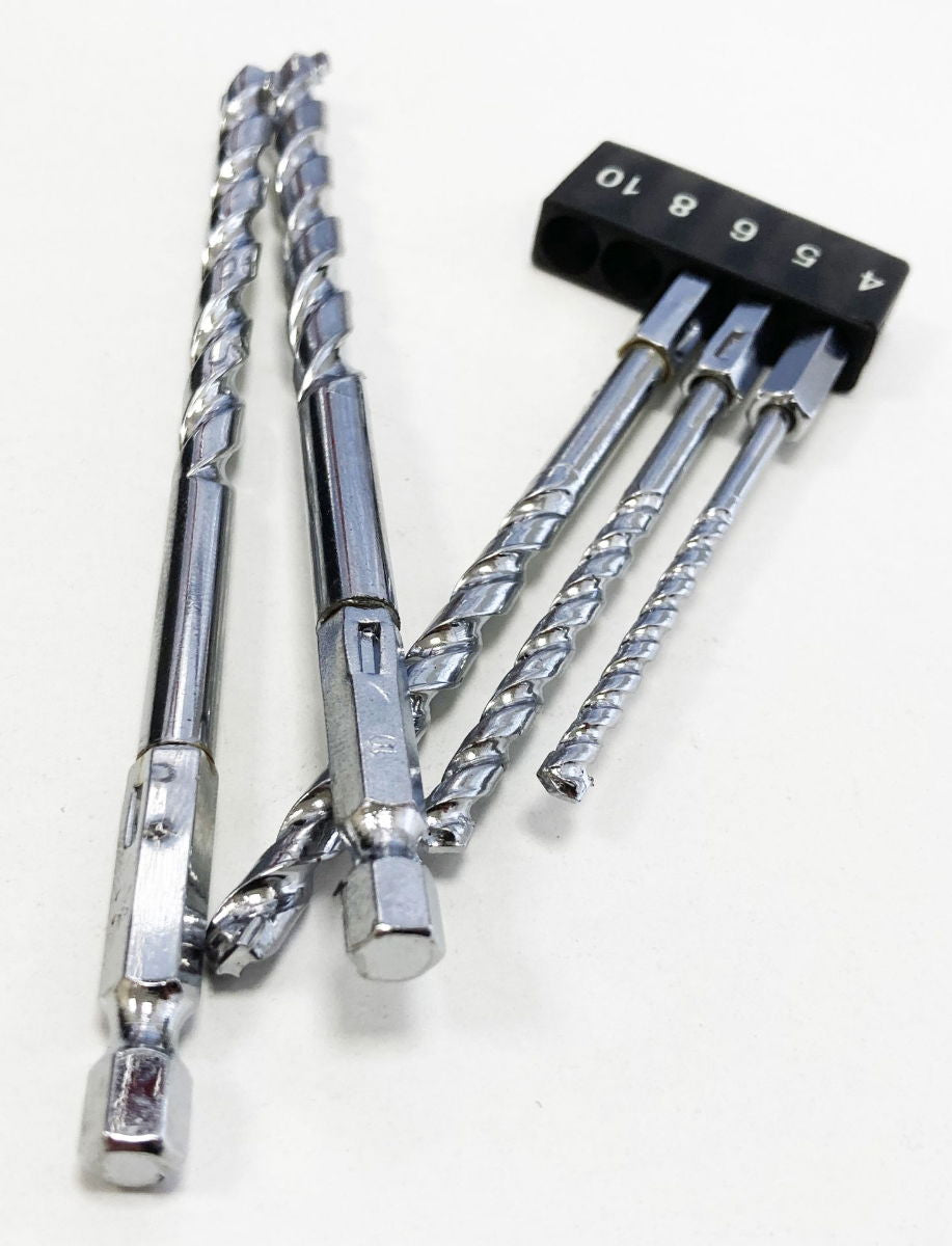 MASONRY DRILL BIT SET 5PC HEX SHANK 4-10mm TCT TIPPED - TOOLZONE KDPDR028