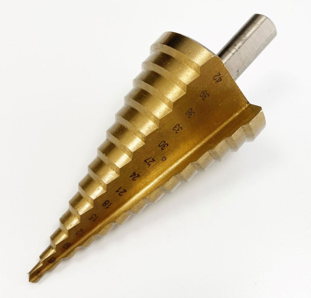 STEP DRILL HSS 4-42mm 14 STEPS 10mm SHANK TITANIUM COATED - TOOLZONE KDPDR037