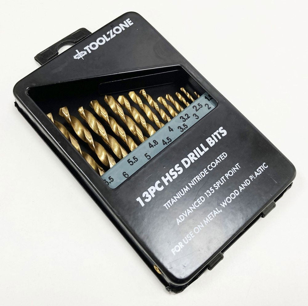 DRILL BIT SET HSS TITANIUM COATED 13PC 1.5-6.5mm - TOOLZONE KDPDR101