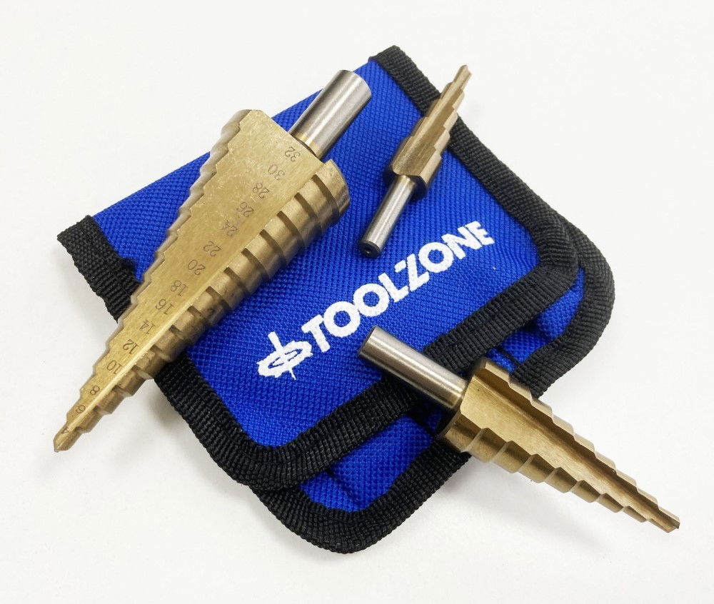 HSS STEP DRILL SET 3PC 4-32mm TITANIUM COATED - TOOLZONE KDPDR387