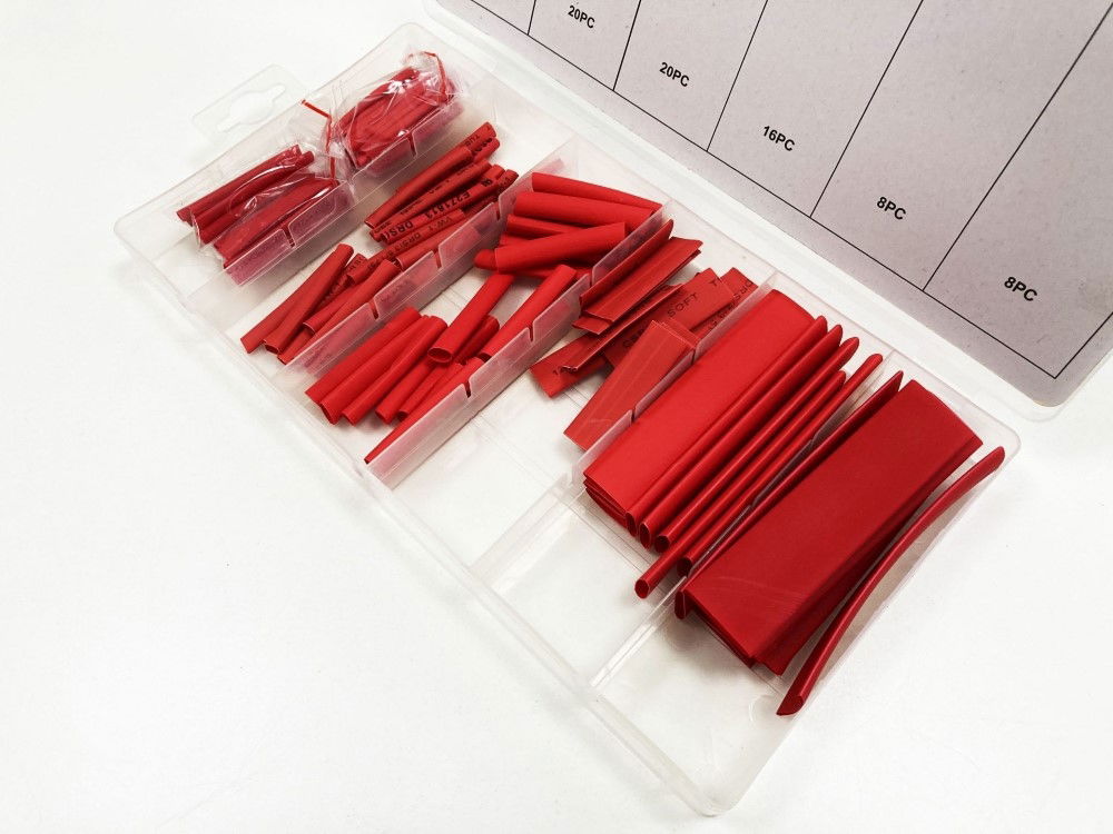 HEAT SHRINK TUBE ASSORTMENT 127PC RED WITH PLASTIC BOX - TOOLZONE KDPEL119