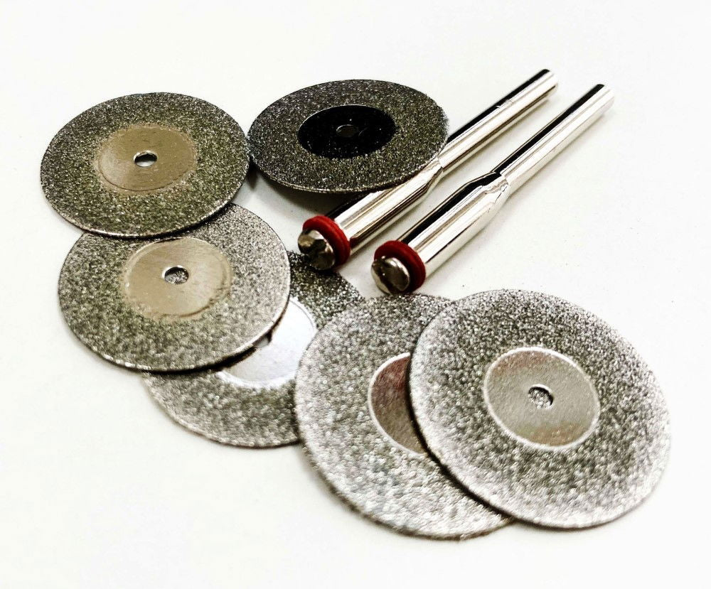MINI DIAMOND CUTTING DISCS 6pc 20mm 22mm 3.2mm SHANK 0.65mm THICKNESS - TOOLZONE KDPHB263