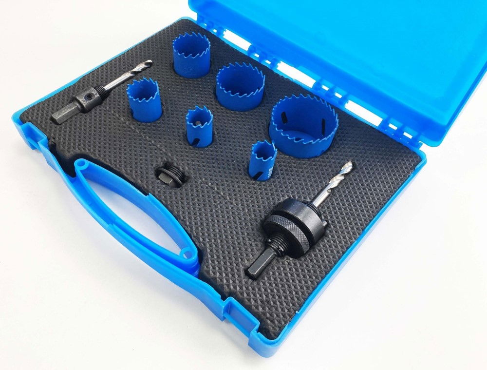 HOLE SAW SET ELECTRICIANS 9pc HSS M3 SIZES 18-51mm - TOOLZONE KDPHS028