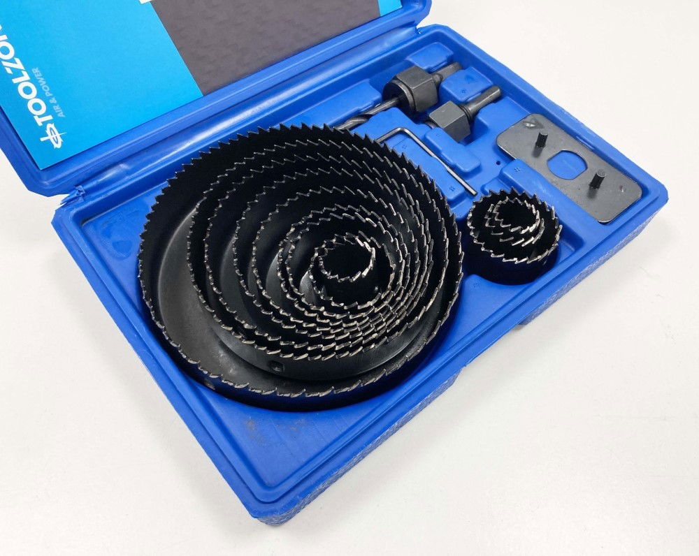 HOLE SAW SET 16pc CARBON STEEL SIZES 19-127mm - TOOLZONE KDPHS034