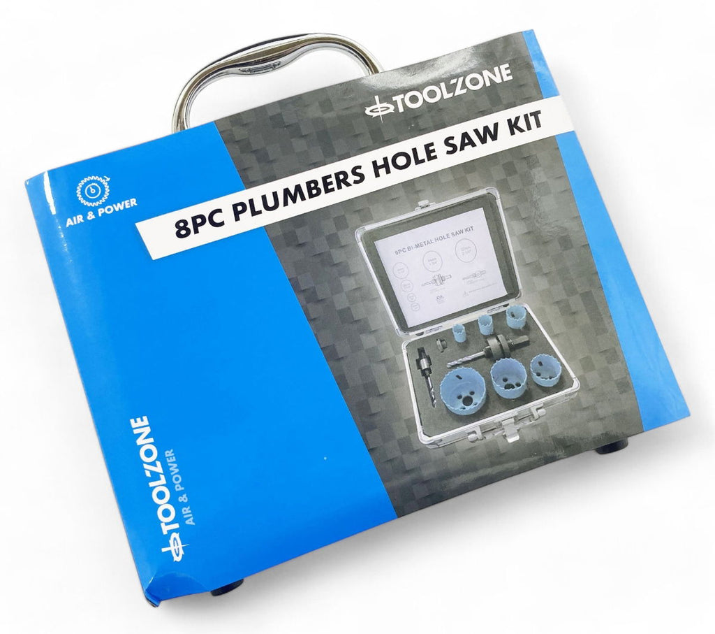 PLUMBERS HOLE SAW SET HSS BIMETAL 9pc SIZES 19-57mm - TOOLZONE KDPHS037
