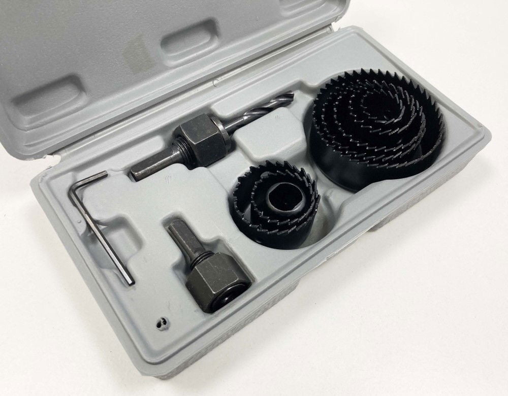 HOLE SAW SET 11pc CARBON STEEL SIZES 19-64mm - TOOLZONE KDPHS042
