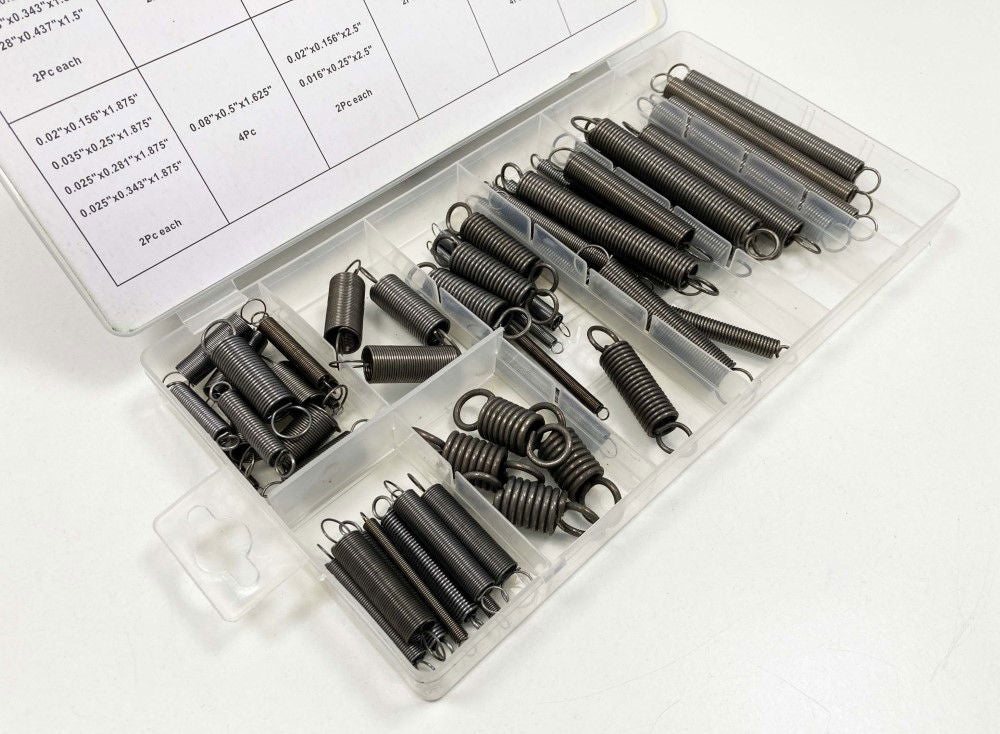EXTENSION SPRING ASSORTMENT 54pc RUST RESISTANT SIZES 1.5 - TOOLZONE KDPHW007