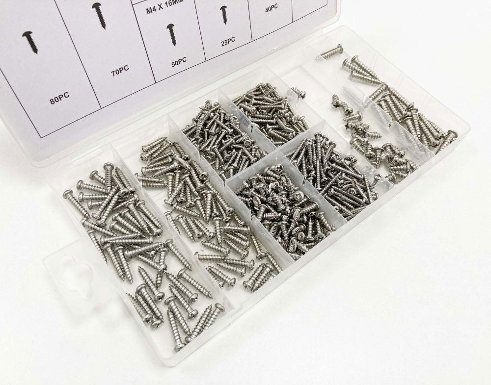 METAL SCREWS ASSORTMENT 410pc STAINLESS STEEL M3-M5 - TOOLZONE KDPHW012