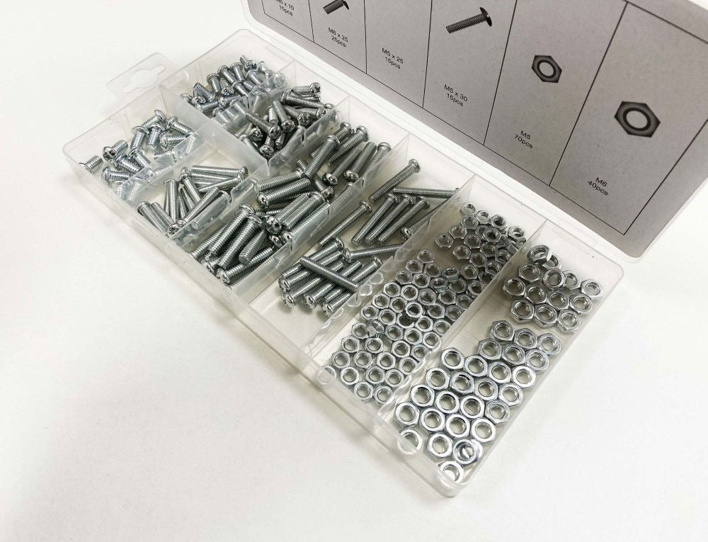 NUTS AND BOLTS ASSORTMENT 220pc M5-M6 VARIOUS LENGTHS - TOOLZONE KDPHW020