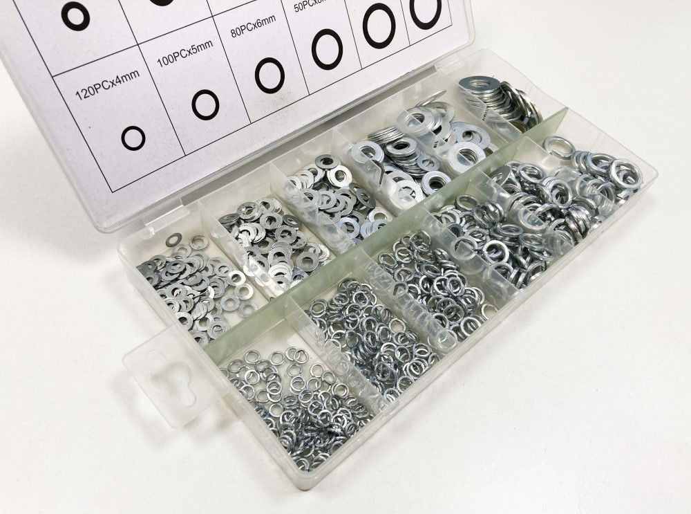 FLAT AND SPRING WASHERS ASSORTMENT 790pc STAINLESS STEEL 4-12mm - TOOLZONE KDPHW025