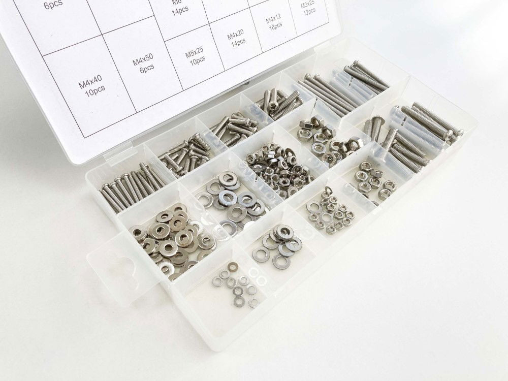 NUTS AND BOLTS ASSORTMENT 246pc STAINLESS STEEL M3-M6 - TOOLZONE KDPHW037
