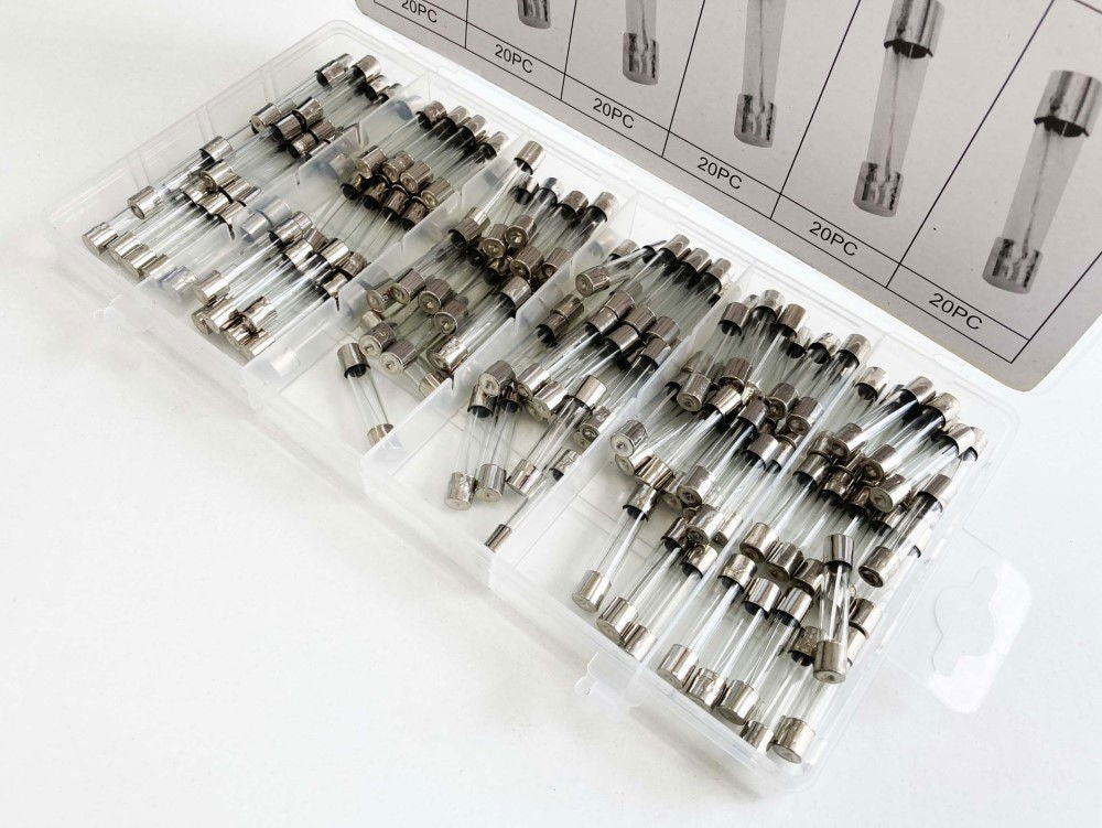 GLASS FUSE ASSORTMENT 120pc 6x30mm IN STORAGE BOX - TOOLZONE KDPHW187