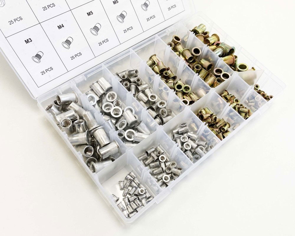 RIVET NUT ASSORTMENT MIXED STEEL AND ALUMINIUM FLANGE HEAD 300pc - TOOLZONE KDPHW210