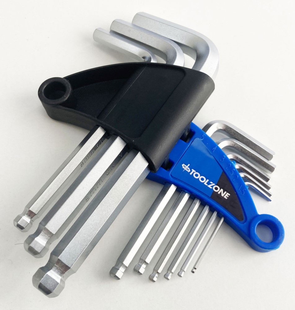 HEX KEY SET SHORT BALL END 9pc 1.5-10mm CHROME VANADIUM - TOOLZONE KDPHX013