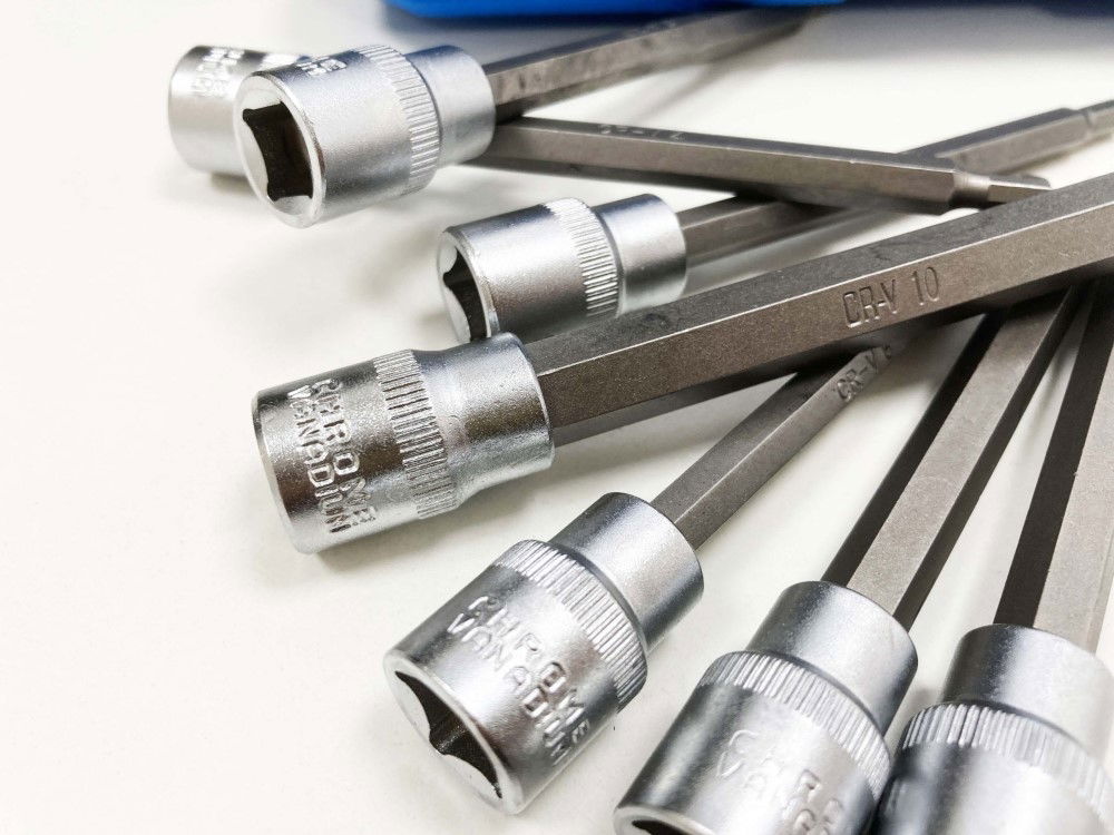 HEX BIT SET LONG 3/8 DRIVE 7pc H3-H10 110mm CHROME VANADIUM - TOOLZONE KDPHX014