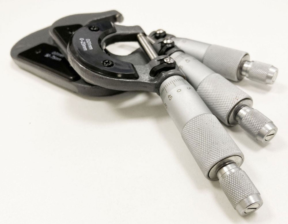 MICROMETER SET 3PC 0-75mm 0.01mm GRADUATIONS - TOOLZONE KDPMS058