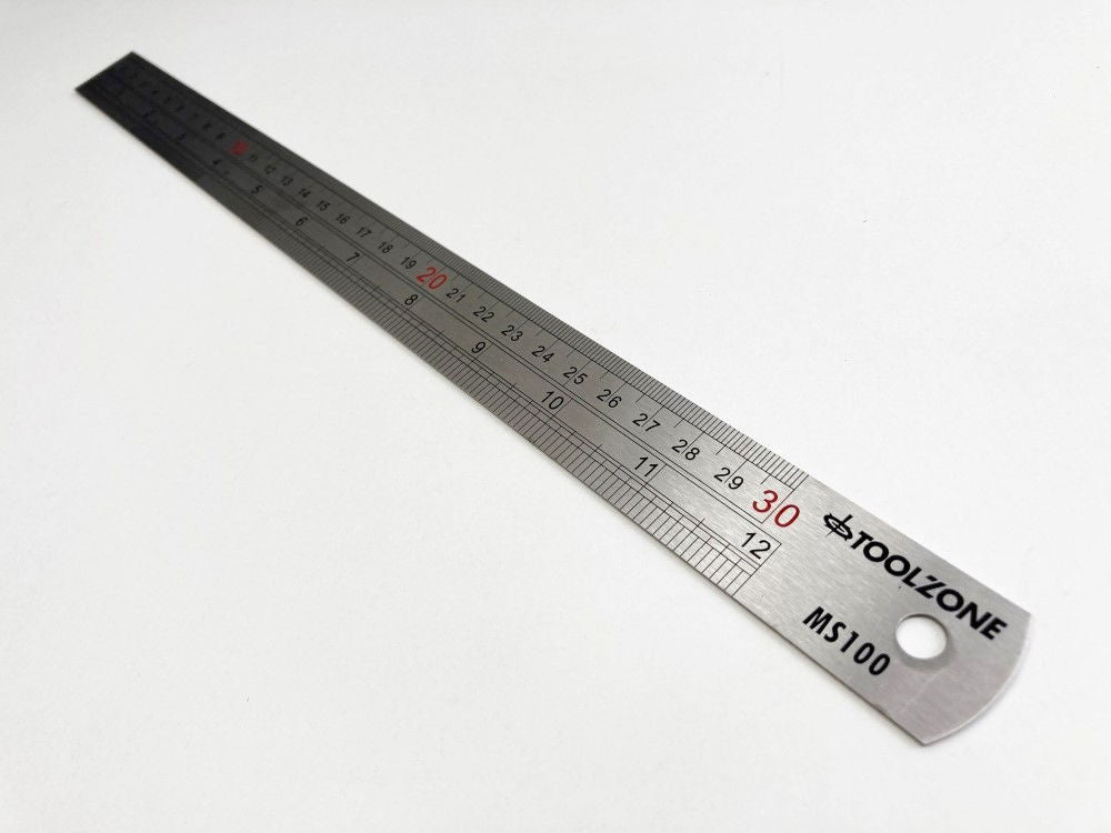 STAINLESS STEEL RULER 12 1mm THICKNESS METRIC AND IMPERIAL - TOOLZONE KDPMS100