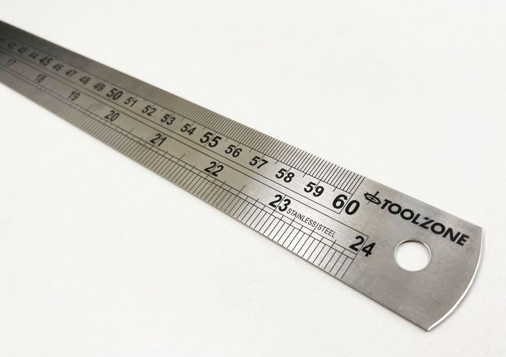 STAINLESS STEEL RULER 24 1.2mm THICKNESS METRIC AND IMPERIAL - TOOLZONE KDPMS101