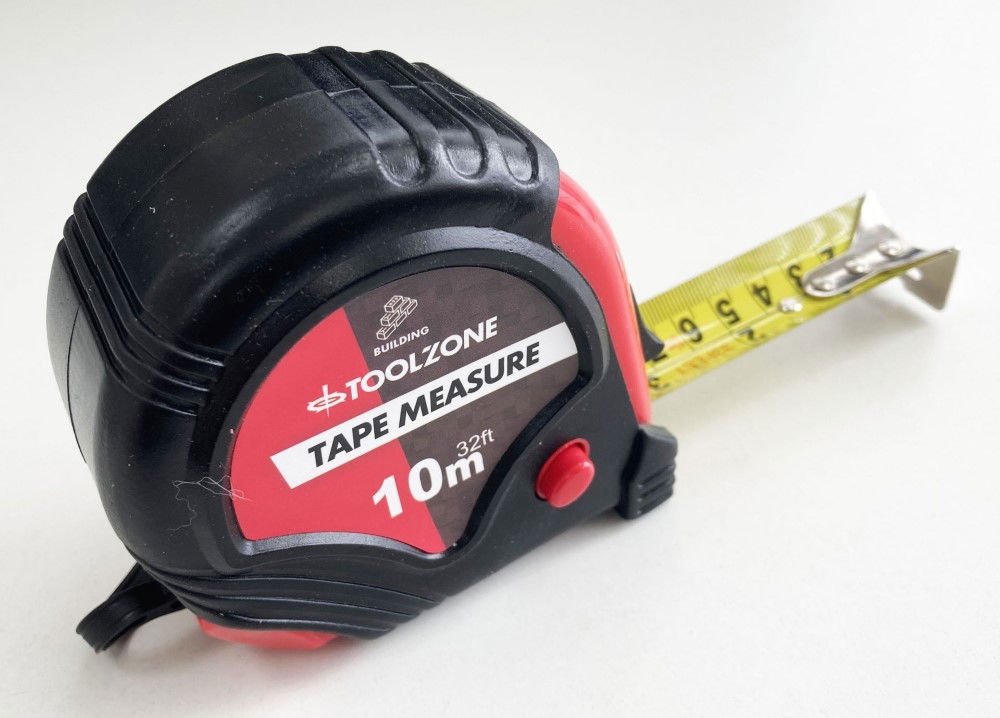 TAPE MEASURE 10m x 32mm RUBBER COATED METRIC AND IMPERIAL - TOOLZONE KDPMS125