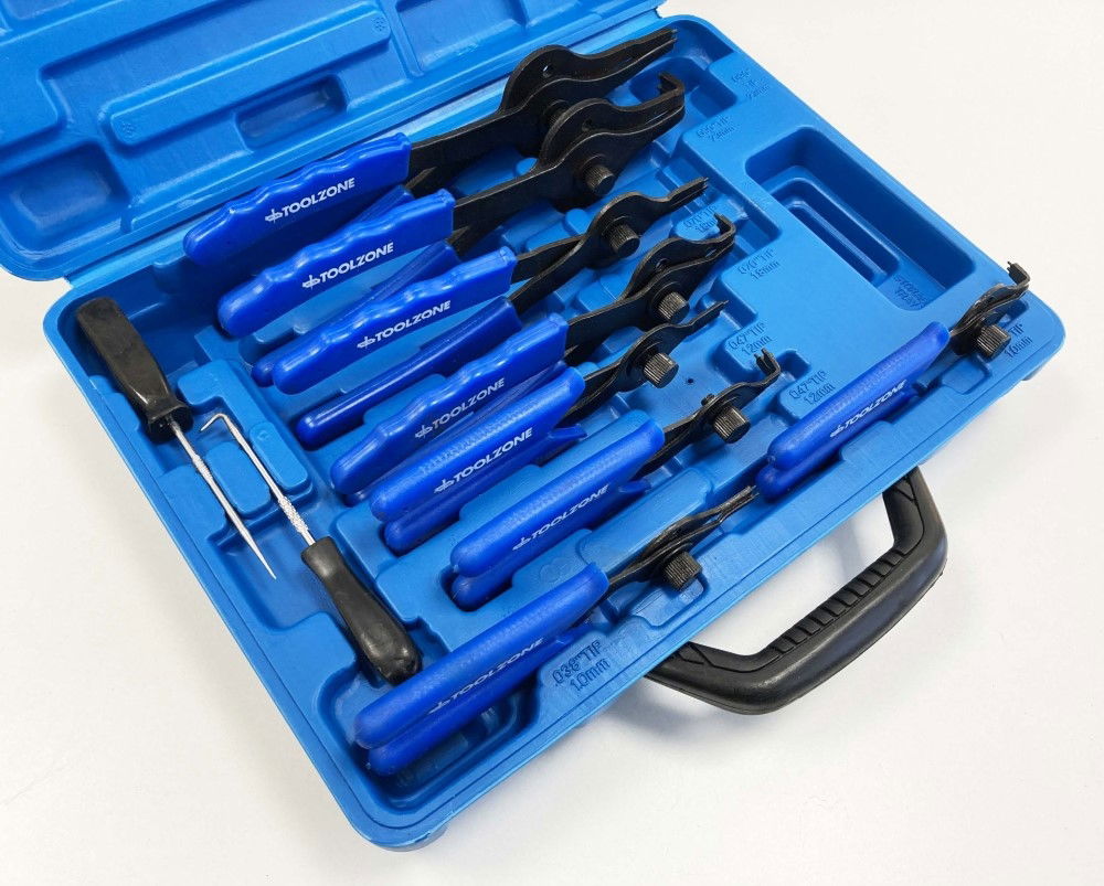 CIRCLIP PLIER SET 11PC HEAT TREATED STEEL WITH STORAGE CASE - TOOLZONE KDPPL136