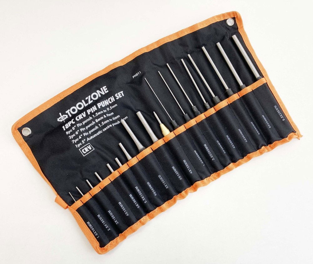 PUNCH SET 18PC CRV 1.5mm-9.5mm TETRON WALLET - TOOLZONE KDPPN011
