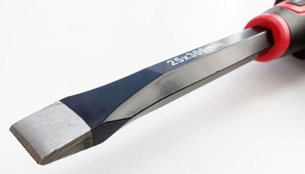 COLD CHISEL 300 x 25mm DROP FORGED STEEL SOFT GRIP - TOOLZONE KDPPN169