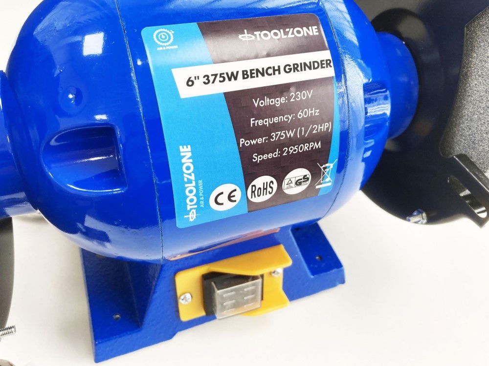 BENCH GRINDER 6 375W 1/2HP 230V WITH FINE AND COARSE WHEELS - TOOLZONE KDPPW057